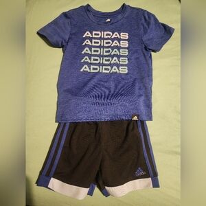 Adidas Blue T-Shirt and Black Shorts Set - Size 3t